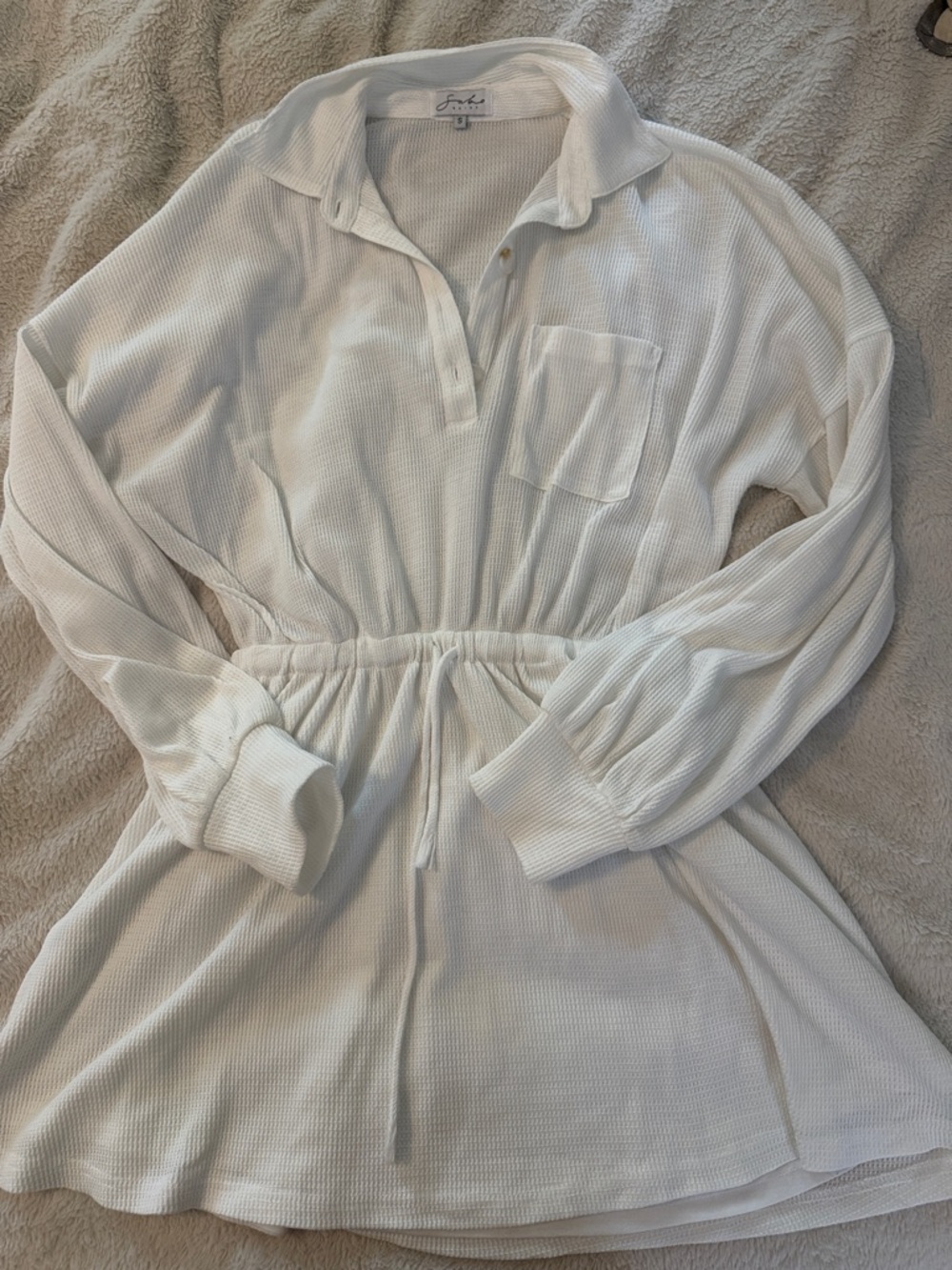 SABO Skirt Ali Dress: Lightweight White Waffle Knit, size Small
